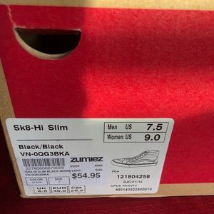 Vans black sk8- hi slim